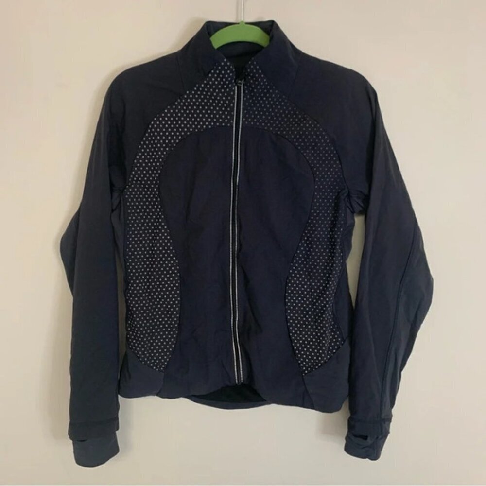Lululemon Grey White Polka Dot Athletic Jacket Running